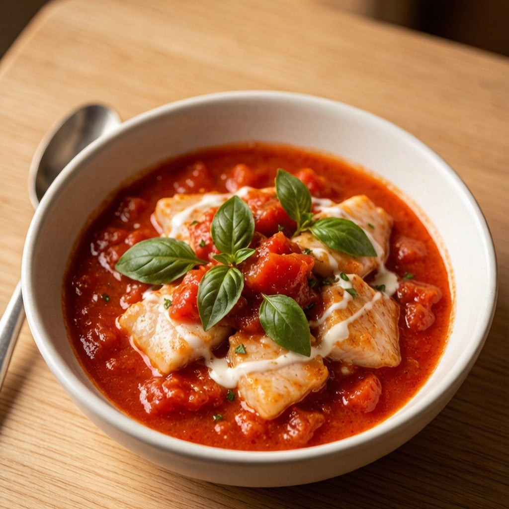 Basa fillets in tomato broth