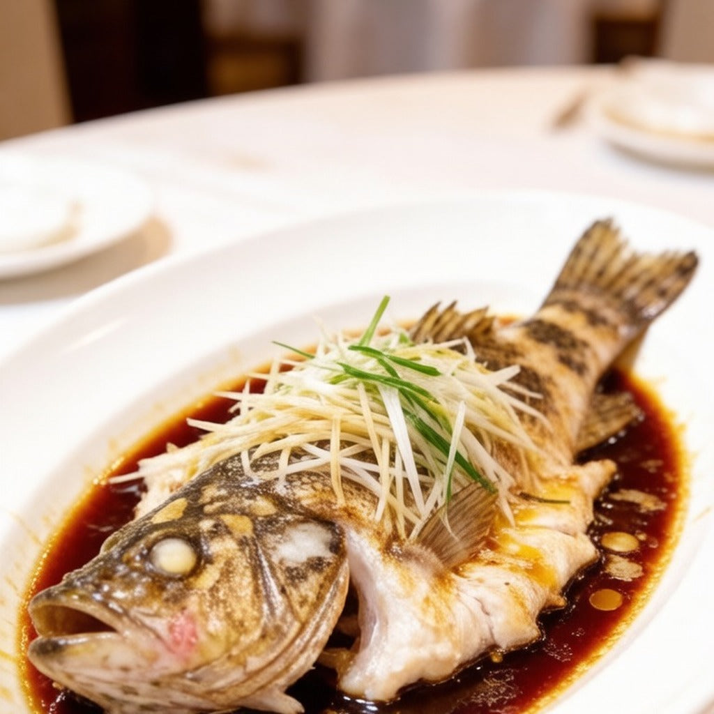 Steamed whole grouper with scallion